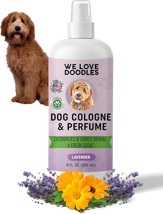 We Love Doodles Dog Cologne & Perfume, Deodorizing, Safe Ingredients, Manufactured in USA, Long Lasting After Bath, Deodorant for Smelly Dogs, Pawfume for Pets, Odor Eliminator Spray, Lavender, 8 OZ