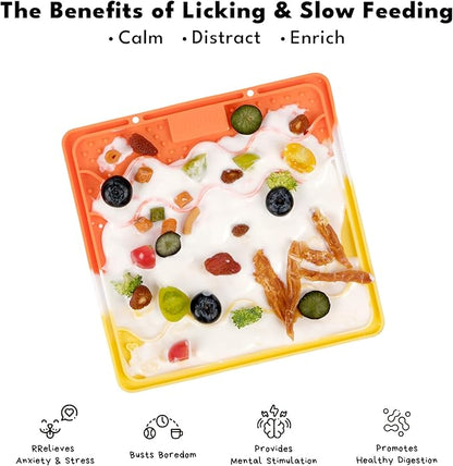 CHEWFFON Birthday Lick Mat for Dogs and Cats, Silicone Licking Pad with Suction Cups for Anxiety Relief, Interactive Slow Feeder for Dog Treats - Bathing & Grooming Distraction Toy, Lavender Dream