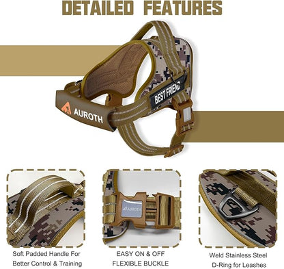 AUROTH Dog Harness and Leash Set, Soft Padded Service Dog Vest with 5.25FT Dog Leash, No Choke, Easy On Pet Vest, Adjustable Reflective No Pull Dog Harness Small Sized Dog, Easy Walking and Training