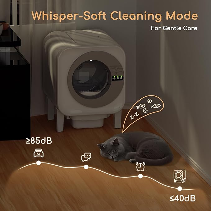 Self Cleaning Litter Box, Automatic Litter Box Self Cleaning with APP Control Dynamic Monitoring,75L Capacity Dual Sensor Safety Protection, Odor Control System