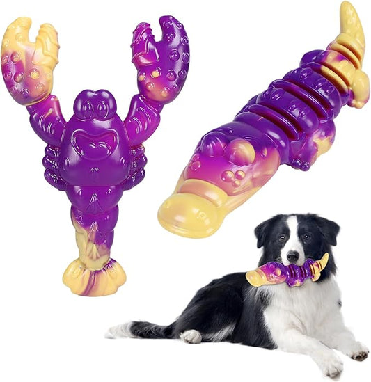 Indestructible Dog Toys for Aggressive Chewers, Tough Dog Toys for Large Dogs, Durable Dog Chew Toys to Keep Them Busy, Interactive Aggressive Chew Toys for Medium Dogs, Beef Flavor (Cro+Lob)