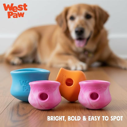 WEST PAW Zogoflex Toppl Interactive Treat Dispensing Puzzle Dog Toy for Mental Stimulation & Enrichment-Holds Kibble & Treats-Lickable, Freezable & Dishwasher Safe-Made in USA-Large-Candy Swirl