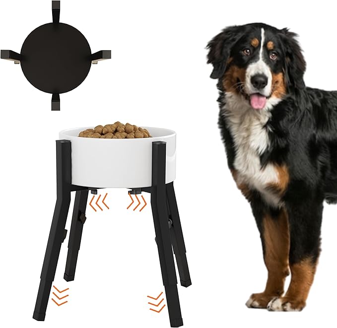Piskyet Raised Dog Bowl Stand for Large Dogs Adjustable Elevated Dog Bowl Fits 6-10" Bowls, Height Adjustable to 7.5-15" Tall,Single Food and Water Stand Feeder(Bowl not Included)