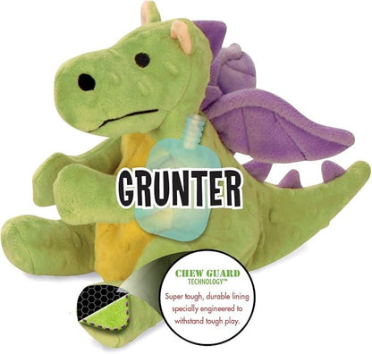 goDog Bubble Plush Dragons Squeaky Dog Toy, Chew Guard Technology - Lime, Large