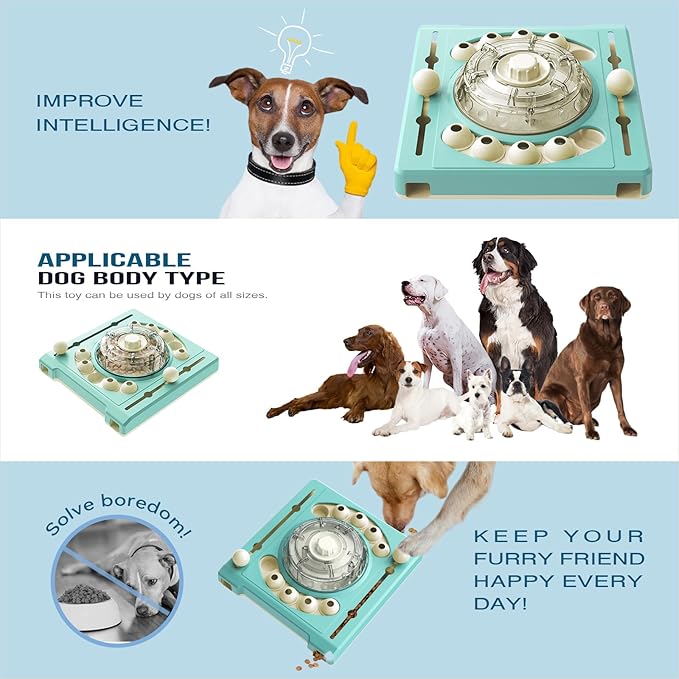 KADTC 2 Levels of Challenge Dog Puzzle Feeder Toy U.S. Brand - Design Spin-to-Release Treat Food Dispenser for Small Medium Large Dogs Boredom Buster Mental Stimulation Enrichment Slow Feeding Toys