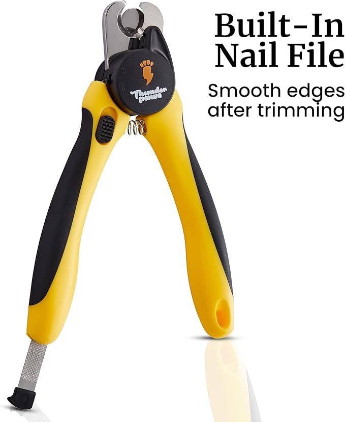 LED Dog Nail Clippers with Light, Trimmers with Protective Guard, Quick Sensor, Safety Lock and Nail File - Suitable for Large and Small Dogs & Cats (Yellow, LED)