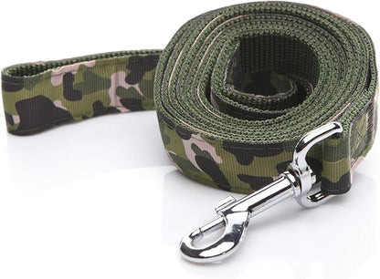 Heavy Duty Dog Leash, 4 FT/ 6 FT/ 10 FT Long, 1 Inch Wide, Nylon Camouflage Dog Leash for Small and Medium Dogs (Green, 10 FT)