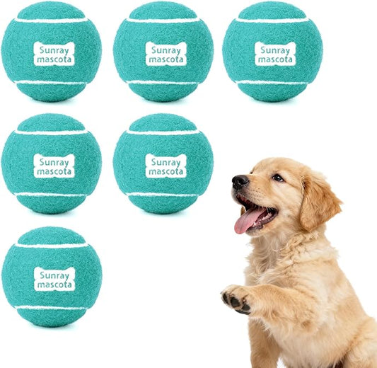 2.5" Dog Tennis Balls 6-Pack Silent Bounce, Tough Rubber Core, Durable Fetch & Training Toys for Indoor/Outdoor Play, for Small Medium Large Dogs (MARRS Green, 6 Pack)