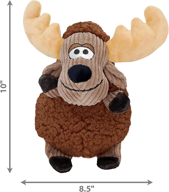 KONG Sherps Floofs – Plush Dog Toy with Flat Squeaker & Crackly Noise – Soft, Snuggly Cuddly Toy for Indoor Fetch & Gentle Play, Durable Lined Design (Moose (2 Pack))