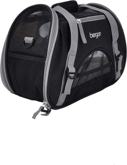 Coastal Pet Bergan Comfort Carrier - Breathable Travel Carrier for Dogs & Cats - Black & Grey, 16" x 8" x 11"