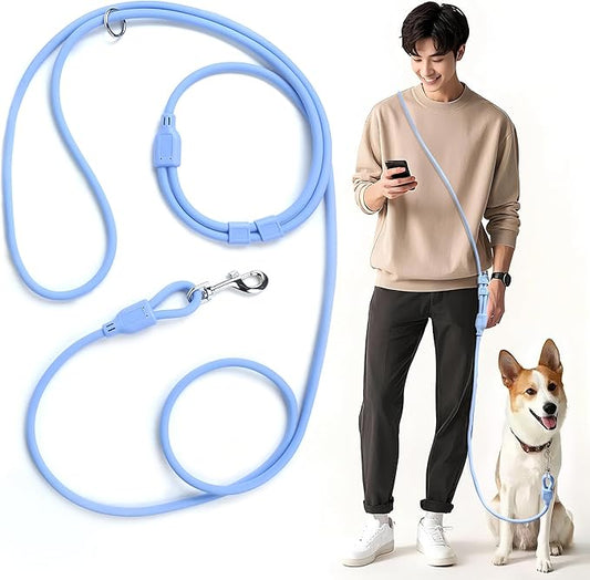 PetiFine Hands Free Dog Leash, Crossbody Waist Leash for Dog Walking, 8 ft Multifunctional Waterproof Waist Lead for Swimming,Running,Training (Large,Blue)
