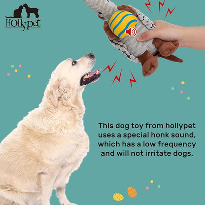 Hollypet Plush Dog Squeaky Toy Stuffed Armadillo Animal Pet Puppy Chew Toys with Clean Teeth for Small Medium Large All Breed Sizes Dogs, Gray, 8 in, Yellow Easter Egg with Blue Stripes