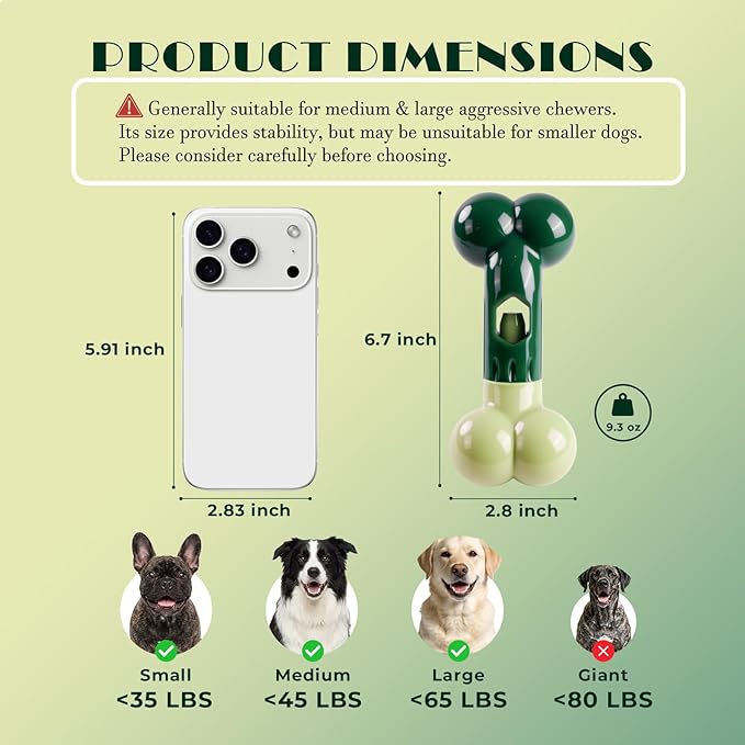Apasiri Bully Stick Holder for Aggressive Chewers: Indestructible Dog Toy Prevents Choking No More Swallowed Ends, Bacon Flavored Nylon Tough Chew Toy to Keep Them Busy Medium/Large Dogs, Green