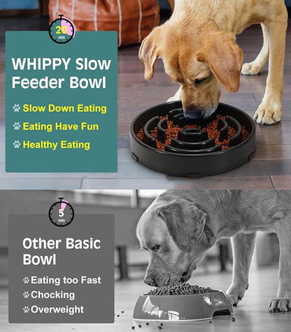 WHIPPY Large Slow Feeder Dog Bowls for Large Medium Dogs Anti-Chocking Slow Feeding Maze Dog Food Bowl Slow Eating Interactive Bloat Stop Puzzle Bowl,Black