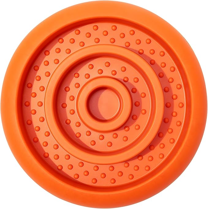 Slow Feeder Lick Mat for Dogs - Keep Them Busy - Natural Rubber Dog Frozen Treat Toys - Durable Interactive Enrichment Toys - Licking Dish for Dog De-Stressing, Orange