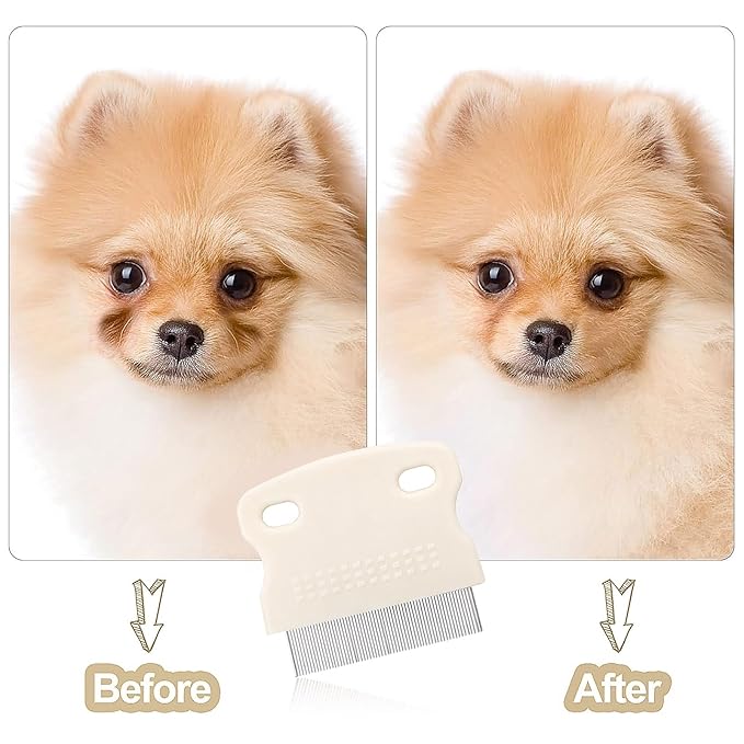 5 Pieces Dog Eye Combs Tear Stain Remover Combs Pet Grooming Comb for Small Dogs Gently Removing Eye Mucus and Crust (Beige, Black)