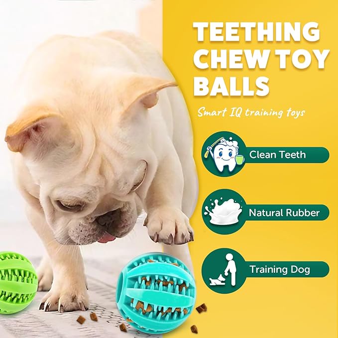 2 Different Functions Interactive Ball for Dogs 2.5” Squeaky Dog Balls Toys and Puppy Teething Chew Toy Balls for Small Dogs for Clean Teeth and Training （5Pcs）