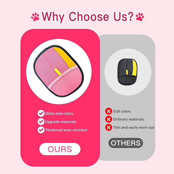 3pc Pet Hair Removal Gloves, Reusable Cats & Dogs Pet Hair Removal Tool,Efficient Pet Hair Removal Electrostatic Gloves is Suitable for Clothes, Sofas, Beds and Carpets (Pink)