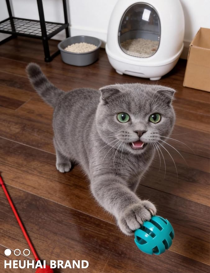 6 Pcs Cat Toys Balls for Indoor Kittens, 4 Bell Balls 2 Plush Balls, PP Material Interactive Cat Balls for Kitten Play and Exercise (1.5'')