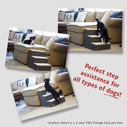 Majestic Pet Portable Pet Stairs | Soft Sherpa Steps Foam Feeling | Steps for Dogs & Cats | Dog & Cat Ramp | Perfect for Bed & Sofa | Indoor Only | Max Weight: up to 250 Lbs, 4 Step, Villa Aubergine Steps