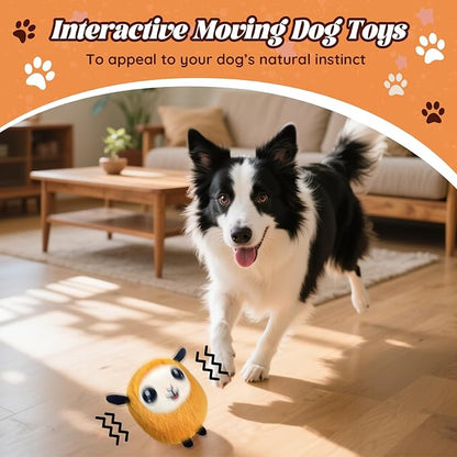 Moving Dog Toys, 2026 Upgraded Jumping Squeaky Moving Dog Ball, Rechargeable Plush Chew Toys for Small/Medium/Large Dogs (Orange)