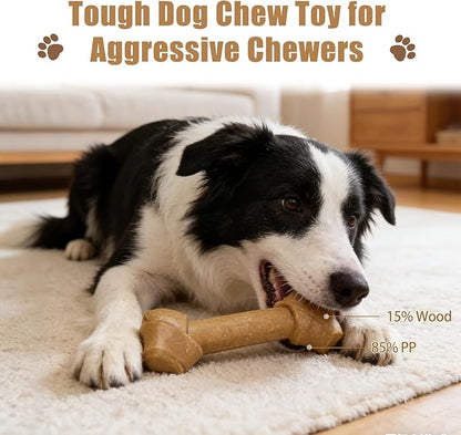 Dog Chew Toys for Aggressive Chewers, Durable Nylon & Wood Teething Toy with Chicken Flavor, Tough Chewing Dog Toys for Large Dogs (Stick)