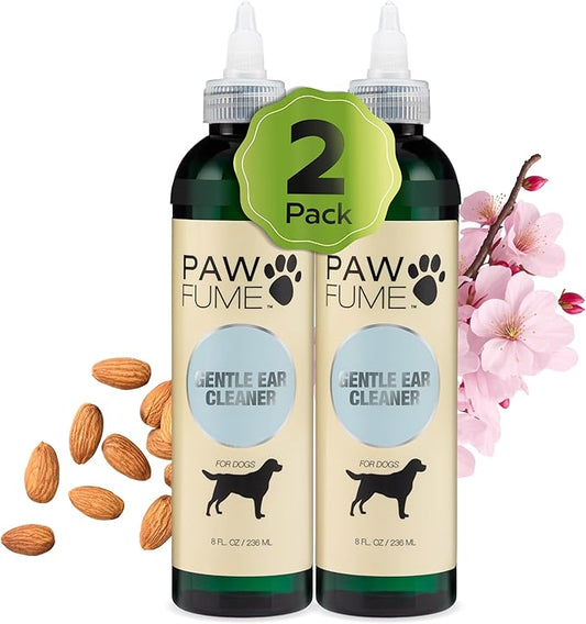 Paw Fume Dog Ear Cleaner Solution, 2-Pack – Soothe Itchy Ears Instantly – with St. John’s Wort & Almond Extracts, Vet-Certified Formula, Alcohol-Free & Sulfate-Free – Dog Ear Wash for All Breeds