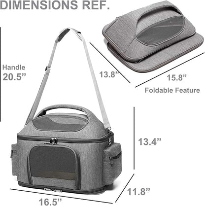 halinfer Large Fat Cat Carrier Fit up to 20 Pounds, Small Puppy Pet Travel Carrier, Car Seat Secure and Collapsible Soft Side Carrier Airline Approved Under Seat