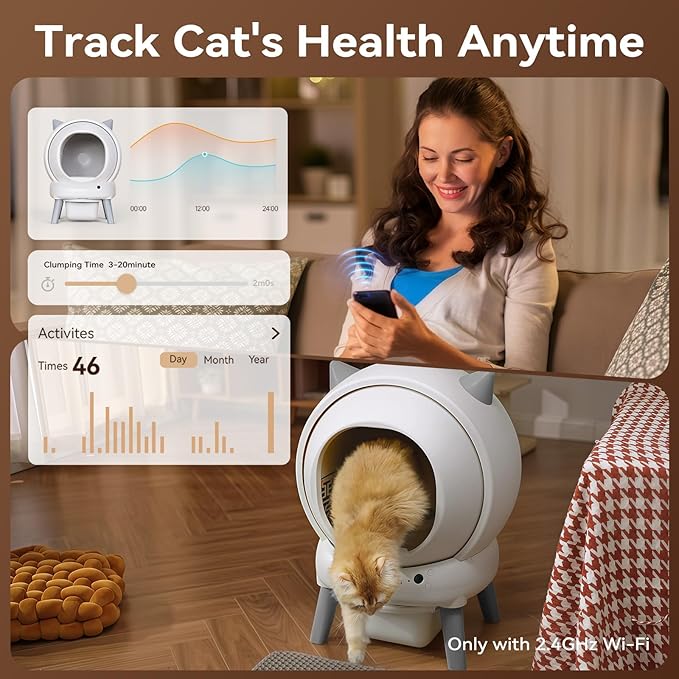 Self Cleaning Litter Box: Automatic Litter Box Self Cleaning for Multiple Cats Auto Robot with Dual Safety Protection, Large Openning Odor-Control with Mat