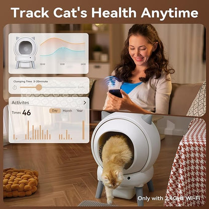 Self Cleaning Litter Box: Automatic Litter Box Self Cleaning for Multiple Cats Auto Robot with Dual Safety Protection, Large Openning Odor-Control with Mat