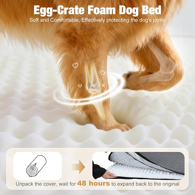 Lekereise Soft Dog Car Mat for Hard Bottom Seat Extender 55.1 x 26.8 inch- Waterproof Washable Dog Car Mat, Orthopedic Egg-Crate Foam Pet Bed, Fits Most Hard Bottom Dog Car Beds/SUVs/Trucks-Grey