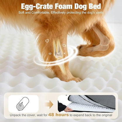 Lekereise Soft Dog Car Mat for Hard Bottom Seat Extender 55.1 x 26.8 inch- Waterproof Washable Dog Car Mat, Orthopedic Egg-Crate Foam Pet Bed, Fits Most Hard Bottom Dog Car Beds/SUVs/Trucks-Grey