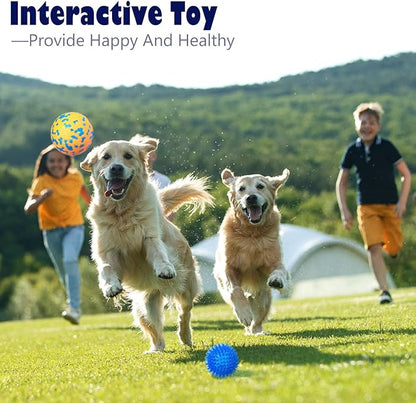 2.5'' Dog Balls for Aggressive Chewers Small Medium, Puppy Chew Toys for Teething, Tennis Spiky Dog Ball Squeaky Training Chuck It Toy for Dogs Puppies (4 Balls)