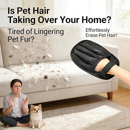 Lispin Pet Hair Removal Glove for Cats & Dogs, Upgraded Five-Finger Electrostatic Pet Hair Glove, Reusable Magic Brush Pet Hair Remover Tool for Laundry, Couch, Carpet, Car Seat(2 Pack)