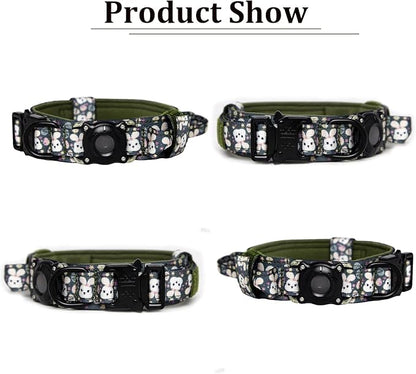 Xqpetlihai Upgraded AirTag Dog Collar Waterproof Tactical Dog Collar with AirTag Holder Heavy Duty Dog Collars for Large Dogs (Rabbit，M