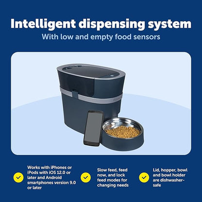 PetSafe Smart Feed Automatic Dog & Cat Feeder - Programmable Feeding - Adjustable Portion Control - WiFi Pet Feeder - Large Capacity - Stainless Steel Bowl - App Controlled