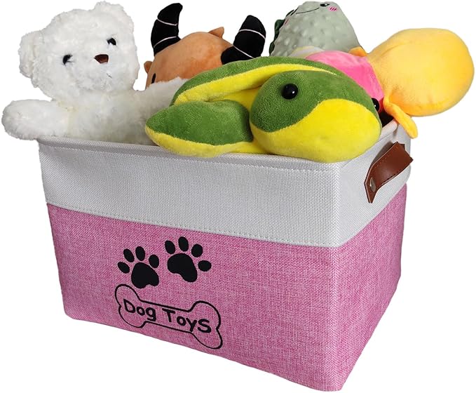 Large Dog Toy Basket Collapsible Dog Toy Box Shape Keeping Rectangle Dog Toy Bin for Pet Toys, Accessories