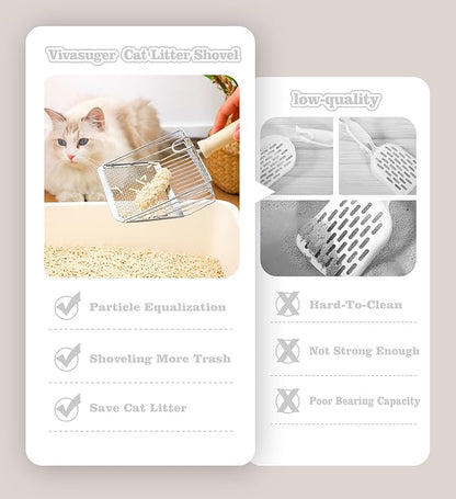 Cat Litter Scoop, Aluminum Alloy Cat Litter Scooper, Cat Litter Picker, Durable and Easy to Clean, Ergonomic Design, Suitable for Cat Litter Box