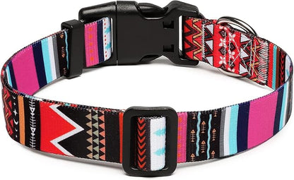 Mercano Adjustable Dog Collar - Special Design Patterns, Soft Nylon Comfortable Durable Pet Collar for Small Medium Large Dogs (XS, Tribal Pink)