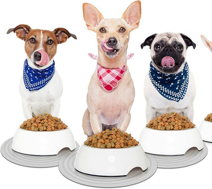 2 Pieces Silicone Pet Food Mat Pet Feeding Mat for Dog and Cat Food Bowl Placemat Preventing Food and Water Overflow Suitable for Medium and Small Pet, 9.5 x 9.5 Inch and 7.1 x 7.1 Inch (Gray)