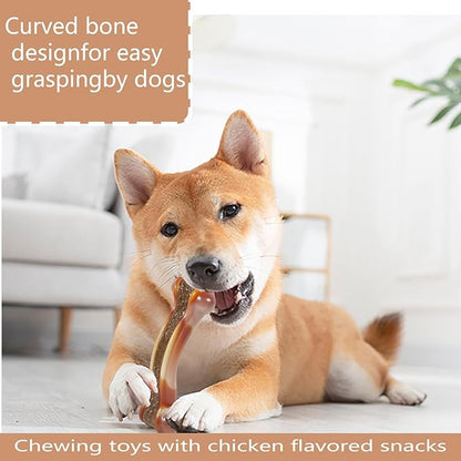 Dog Bones Chew Toys for Aggressive Chewers, 3 Pack Real Chicken Flavor,Indestructible Dog Teething Chew Toys for Large/Medium/Small Breed,Tough Toy with Durable Nylon