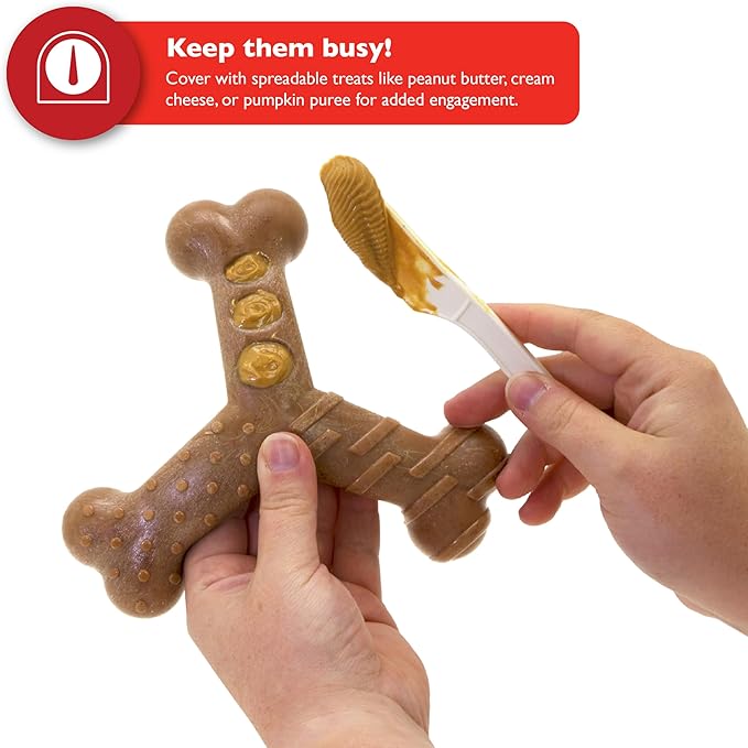 Chew King by Mammoth Dog Bacon Lovin’ Wishbone, Nylon Bones, Textured Bacon Flavored Chew Toy, for All Breed Sizes