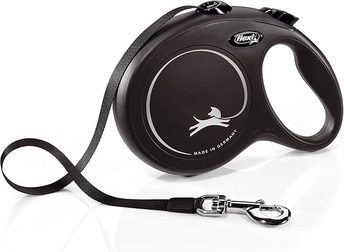 FLEXI New Classic Tape Retractable Dog Leash for Large Dogs Upto 110 lbs. – 26 ft., Black | Tangle Free Pet Walking Leash with One-Handed Brake, Pause, Lock|German Quality Product