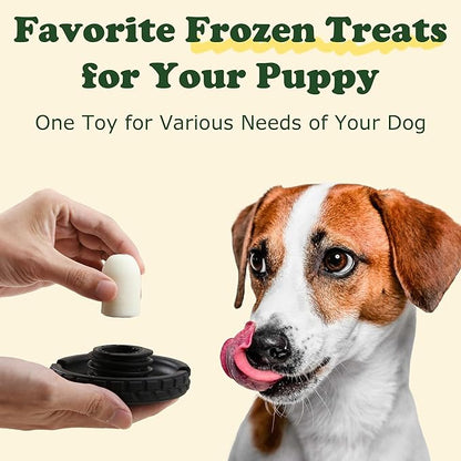 3-in-1 Dog Treat Toy for Aggressive Chewer, Natural Rubber Dog Puzzle, Bully Stick Holder, Frozen Treat Dispensing Toy for Small Medium Large Breeds