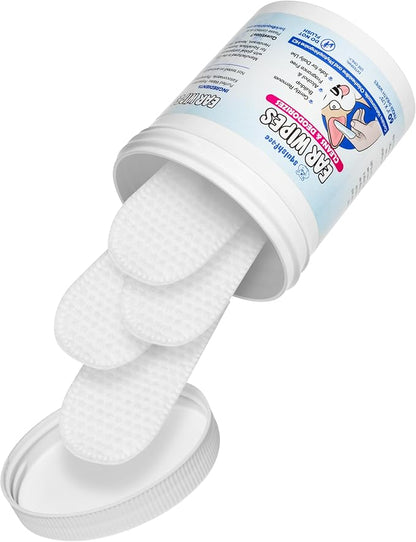 Squishface Dog Ear Relief Individual Finger Sheath Wipes – Non-Allergenic Ingredients & Irritation-Reducing Formula Cleans & Deodorizes, Helps Prevent Ear Itch & Odor – for All Breeds! (60 Count)