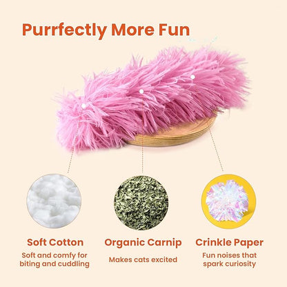 3 Pack Cat Pillow Toys with Catnip, Soft Plush Crinkle Cat Kicker Toys, Interactive Indoor Kitten Chew Toys for Kitty Exercise, Catnip Toys, Promotes Self Play for All Breeds