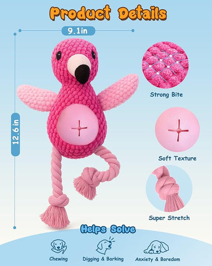 Swooflia Tug of War Dog Toy - Enrichment Interactive Squeaky Rope Toys to Keep Them Busy, Plush Cute Teething Clean for Small Dogs Crinkle Puppy Chew Toy for Treat and Playing