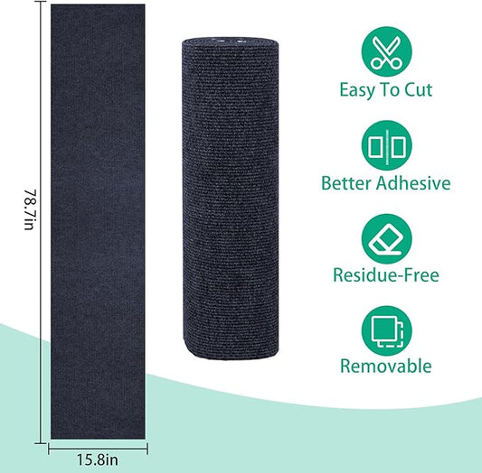 Cat Scratcher Mat, 78.7"x15.8" Cat Scratch Couch Furniture Protector, Trimmable Cat Scratch Carpet, DIY Climbing Cat Scratch Mat for Covering Cat Post, Wall & Door Protector from Cat Claws (Dark Blue)