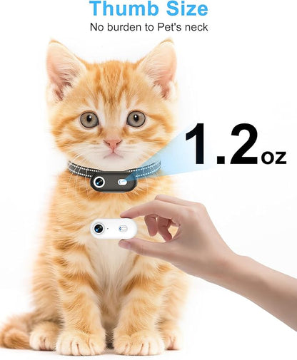Dog & Cat Camera Collar with Phone APP, 1080P HD Video Recording, XS/M-Size Pet POV Cam for Dogs & Big Cats, Cordless Pet Collar Cameras with APP Viewing