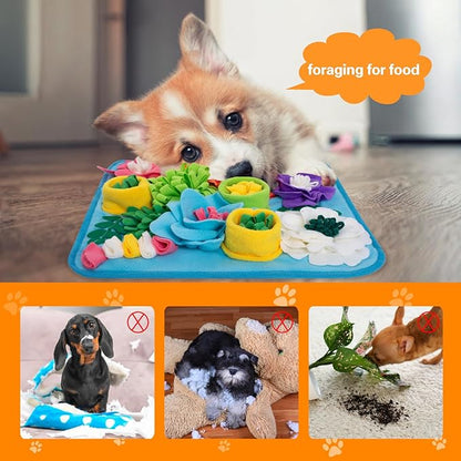 Snuffle Mat for Dogs, Sniff Mat Slow Feeding Mat for Small Pets Cats, Rabbits - Help Stress Relief and Training - Stimulate Your Pet's Foraging Skills! (Sky Blue)
